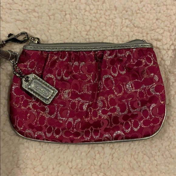 Coach Handbags - Super cute Pink silver wristlet